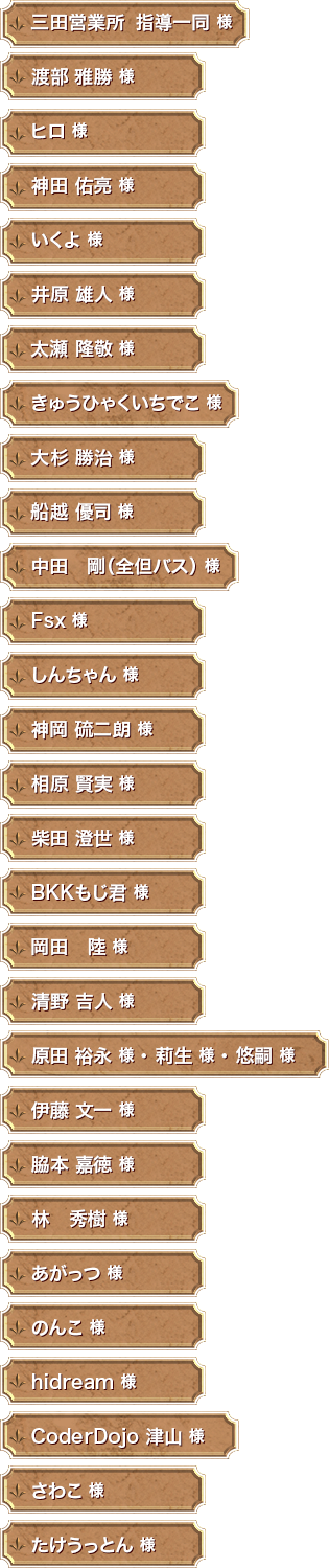 支援者のお名前一覧